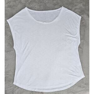 Garnet Hill White T Shirt, 50% Pima Cotton 50% Modal Womens, Sleeveless Sz L NEW